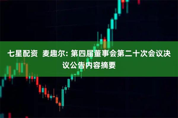 七星配资  麦趣尔: 第四届董事会第二十次会议决议公告内容摘要